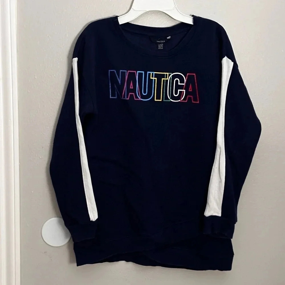 Náutica Kids Girls Blue Logo Crew‎ Neck Sweater Size L(12/14)